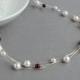 Ivory and Claret Floating Pearl Necklace - Ivory and Deep Red Bridesmaids Jewellery - White Swarovski Pearl Bridal Necklaces