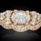 White Sapphire Wedding Set in 14kt Rose Gold - Hand Carved - Perfect Diamond Alternative - LS1421