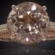 14k Rose Gold Peach Morganite Engagement Ring, 6 carat Peach Morganite Engagement Ring, Peach Sapphire Eternity Wedding Band - LS3919