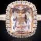 3 carat Morganite Engagement Ring, Peach Morganite Engagement Ring, Morganite Cushion Cut Ring, Filigree Engagement Ring - LS3284