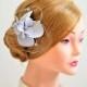 Silver hair pin Silver fascinator Bridesmaid hair flower Silver headpiece Bridal hair piece Flower girl headpiece