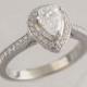 Pear Shaped Engagement Ring- 18k White Gold with 0.55 Ct. Center Diamond