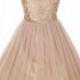 Champagne Tulle Dress With Floral Details