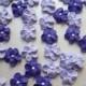 Small purple OR lavender flowers with white pearl centers  -- Cake decorations cupcake toppers edible (24 pieces)
