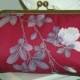 Floral Silk Kimono Fabric Clutch Bag Purse Bridal/Bridesmaid/Wedding Gift..Roses Are Red..Magenta/Lavendar..Floral Buds/SALE