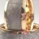 Wedding Sale 14K Gold Meteorite Ring Set with Widmanstatten Pattern, Wedding Band Set