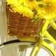 Vintage Yellow Bike With Basket And Gerbera Flowers 10" X 8" Photographic Gloss Print