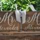 MR and MRS CHaiR SiGnS - Personalized Hanging Signs - SWeeTHeaRT SiGnS - WeDDiNG PhoTo PRoP - Calligraphy Signs -Rustic and Stained - 10 X 7