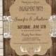Rustic Engagement Party Invitation, Rustic Wedding Shower Invitation, Antler and Burlap.  Printable, Digital _1211