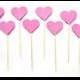 10 Hot Pink Heart Cupcake Toppers - wedding, engagement, birthday, baby shower, tea party