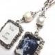2 sided Wedding bouquet photo charm. DIY or I do photos. Pearl wedding charm. Memorial photo charm- 2 sided. Bridal shower gift. Sister gift