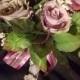 Gray, Cranberry, Violet Rose Bud Wedding Bridal Bouquet