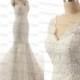 100% Handmade Beading/Crystal Tulle Bridal Gowns Cap Sleeve White Ivory Mermaid Wedding Dress Sexy V-Back