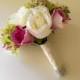 Pink, Bush Pink, Ivory, White and Green Bridal Bouquet