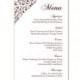 Wedding Menu Template DIY Menu Card Template Editable Text Word File Instant Download Brown Menu Floral Menu Template Printable Menu 4x7inch