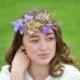 Lilac Freesia and Orchid Crown.  Freesia Halo. Gentle  bridal Lilac hair Wreath.