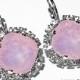 Rose Water Opal Halo Earrings Swarovski Pink Opal Crystal Rhinestone Silver Earrings Light Pink Leverback Hypoallergenic Earrings Weddings