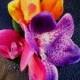 PETITE TROPICAL HAIR Clip, Orange, Fuchsia & Purple Orchids, Custom, Bridal hair Flower, Swarovski Crystals, Beach Wedding, Hawaiian, Custom