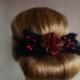 Hair comb, Wedding Hair Comb, Hair flowers, Romantic rose hair comb, marabou feathers, garden wedding, bridal headpiece,  bridal hair piece