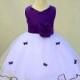 Ivory Purple Flower Girl butterfy tulle dress tie sash pageant wedding bridal recital children toddler size 12-18m 2 4 6 8 10  