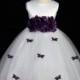 White Purple Butterflies Flower girl dress tie sash pageant wedding communion recital tulle bridesmaid toddler 12-18m 2 4 6 8 10 