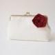 Fall wedding red clutch, create a keepsake for your bridesmaids - You Choose Lining, Flower, and Personalization