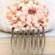 Peach Chrysanthemum Hair Comb Light Orange Peach Flower Hair Comb Spring Bridal Comb Hair Accessories Garden Wedding Bridesmaids GIft