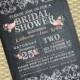 Chalkboard Bridal Shower Invitation, Garden Blooms Flower & Lace Typography Printable Invites