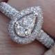 Certified Pear Diamond Engagement Ring Pave Halo 14K White Gold 1.21 Carat