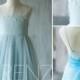 2015 Light Blue Junior Bridesmaid Dress, Flower Girl Dress, Mesh Beading Dress (LK053)