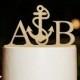 Nautical Cake Topper,Wedding Cake Topper,Custom Couple Initial Cake Topper,Personalized Monogram Cake Topper,Beach Wedding Cake Topper