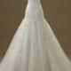 JW16210 Elegant strapless lace elongated bodice tulle trumpet wedding dress