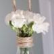 Set Of 8 Hanging Light Bulb Vase Decorations - Wrapped In Natural Jute For Outside Weddings