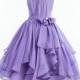 Elegant Lilac Purple Yoryu Chiffon ruched bodice rhinestone Flower girl dress wedding birthday bridesmaid toddler size 4 6 8 9 10 12 