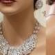 Bridal jewlery, Bridal back drop bib necklace earrings , vintage inspired rhinestone bridal necklace statement, wedding jewelry