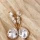 Gold wedding jewelry gold crystal bridal earrings flower LUX teardrop cubic zirconia earrings bridal jewelry Mother's Day gift earrings