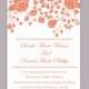 DIY Wedding Invitation Template Editable Word File Instant Download Printable Orange Invitation Red Wedding Invitation Flower Invitations