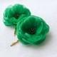 SALE - Green Hair Flowers Wedding Hair Accessories Green Hairpiece Green Flower Clips Emerald Green Hair Flowers Gift for Bridesmaids Gold