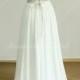 Scallop backless chiffon lace wedding wedding dress with removable satin sash and capsleeves