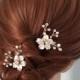 Bridal Comb Rose Gold Wedding Hair Comb Small Hair Comb Crystal Leaf Comb Set of 2