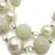 White Beaded Necklace - Double Strand Sugared Costume Jewelry