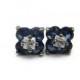 Sterling Earrings - Sapphire Blue Glass, Clear CZs, Silver, Post Pierced, Small, Studs