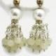 Tassel Earrings - Faux Pearls, 12k Gold Fill, Jade Beads, Clips