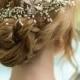 SALE! Bridal headpiece, pearls hair piece, beaded wedding hairpiece, pearl hair jewelry. The Fuchsia headpiece.