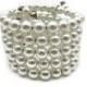 White Pearl Bracelet - Memory Wire Wrap Bangle Adjustable, Bridal, Wedding Costume Jewelry