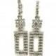 Hobe Rhinestone Earrings - Long Dangles Clip Clear Stones Bridal Wedding Art Deco