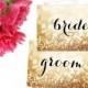 Printable wedding sign "bride" and "groom" signs for head table, gold wedding, gold bride & groom signs, rose gold, pink gold  gp124 Olivia