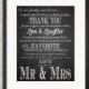 Thank you wedding sign, Chalkboard- Thank you - mr and mrs- wedding Table Sign- 4 SIZES- Instant digital Download-DIY bride- chalksuite