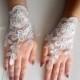 Floral bridal gloves, Ivory wedding gloves, ıvory fingerless gloves, lace fingerless gloves,