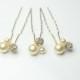 Gold Bridal Hair Pins-Wedding Hair Pins-Swarovski Hair Pins-Rhinestone and Pearl Hairpins-HP104G